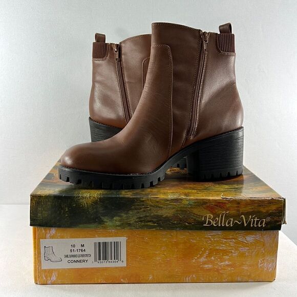 Bella Vita Connery Lug Chelsea Booties Camel Burnished size 10 M - Picture 1 of 8
